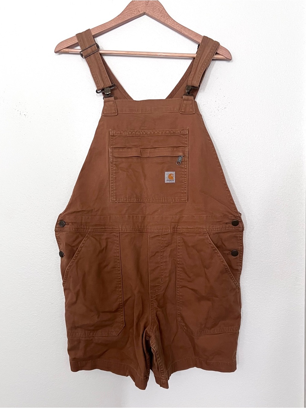 Carhartt | Women's Brown Overall Shorts Shortalls Large